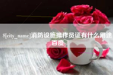 迪庆消防设施操作员证有什么用途百度